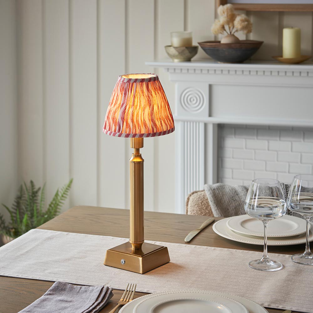 Trobridge Rechargeable & Ripple 16cm Coral pink shade - Comet Lighting