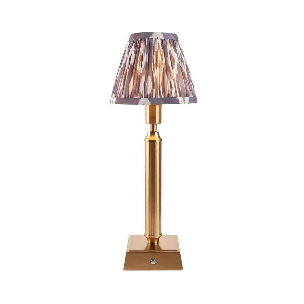 Trobridge Rechargeable & Ikat 16cm Pearl grey shade - Comet Lighting