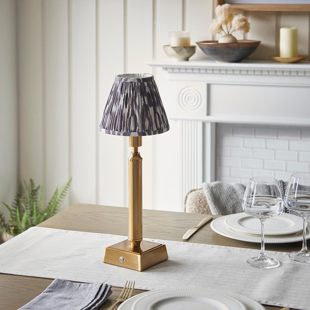 Trobridge Rechargeable & Ikat 16cm Pearl grey shade - Comet Lighting
