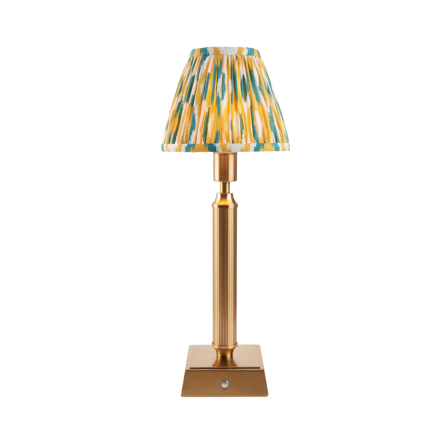 Trobridge Rechargeable & Ikat 16cm Yellow & jade shade - Comet Lighting
