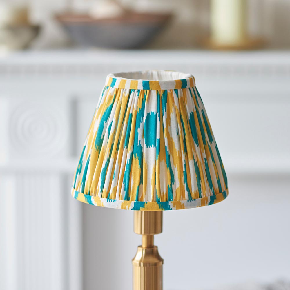 Trobridge Rechargeable & Ikat 16cm Yellow & jade shade - Comet Lighting