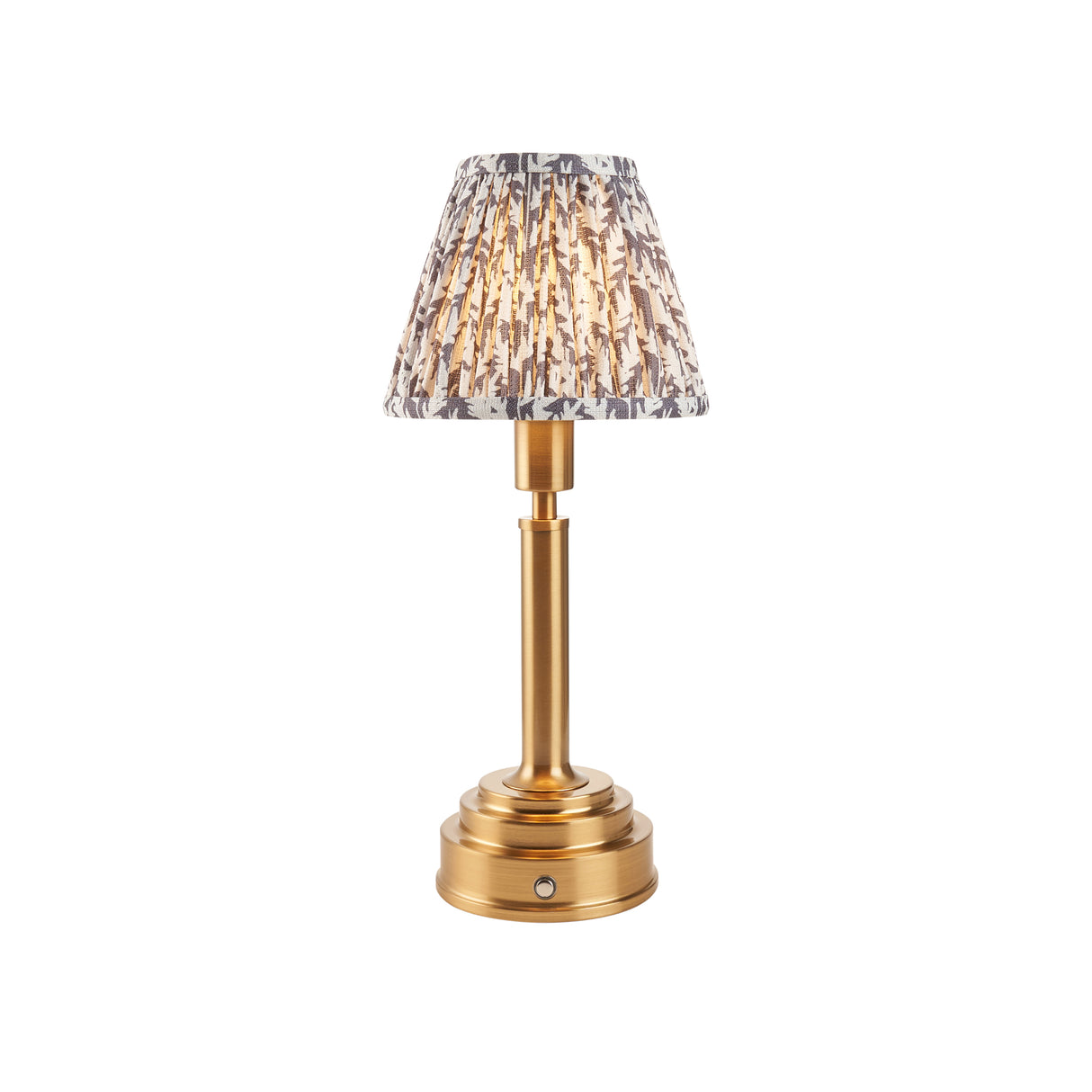 Upton Rechargeable & Leaf 16cm Pearl grey shade - Comet Lighting