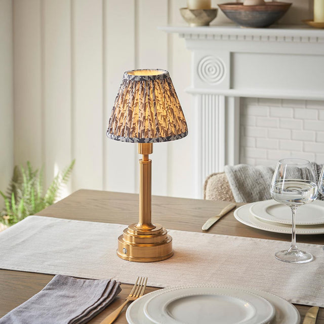 Upton Rechargeable & Leaf 16cm Pearl grey shade - Comet Lighting