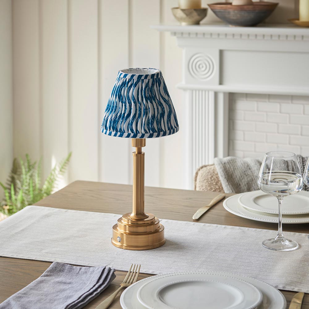Upton Rechargeable & Ripple 16cm Marlin blue shade - Comet Lighting