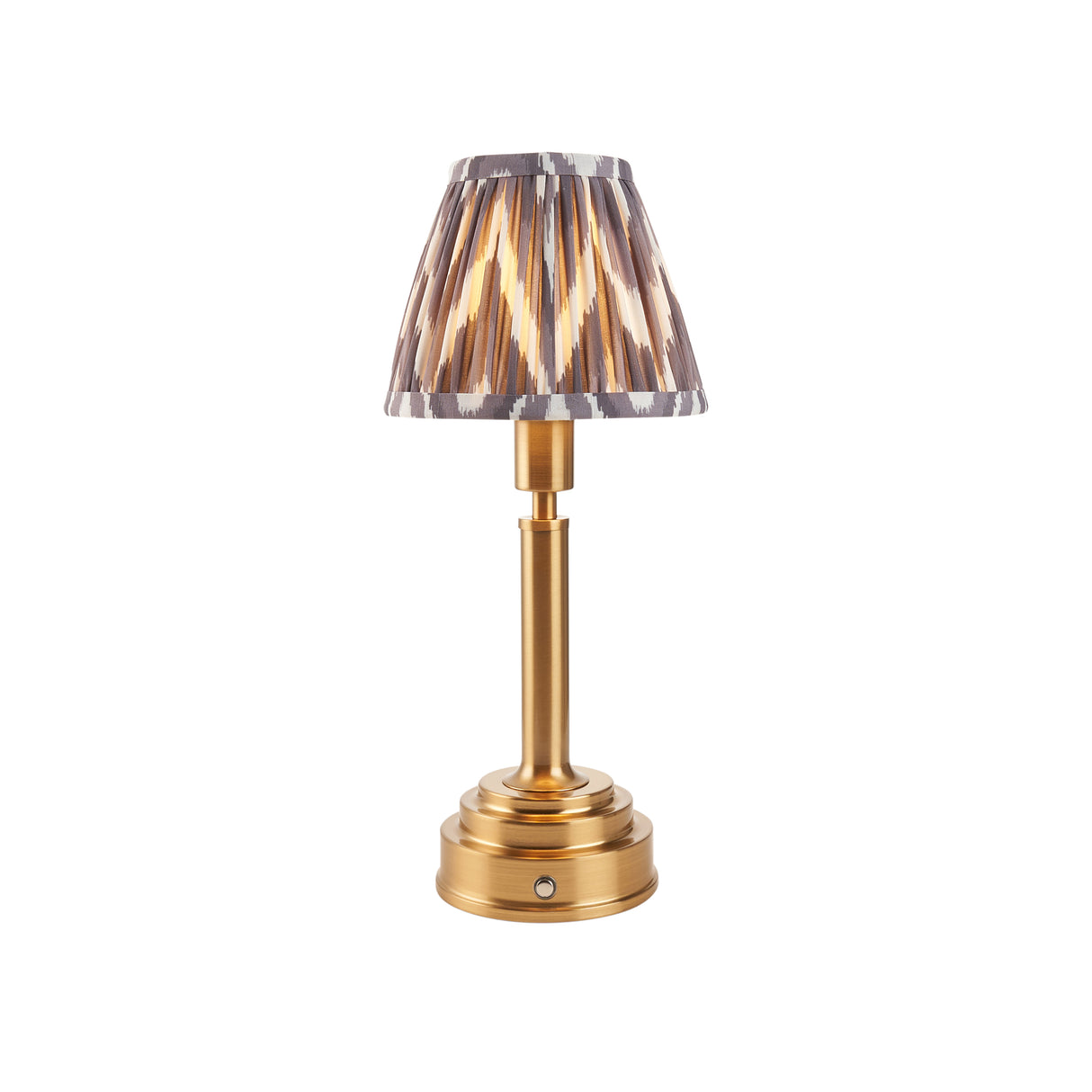 Upton Rechargeable & Zigzag 16cm Pearl grey shade - Comet Lighting