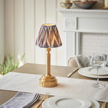 Upton Rechargeable & Zigzag 16cm Pearl grey shade - Comet Lighting
