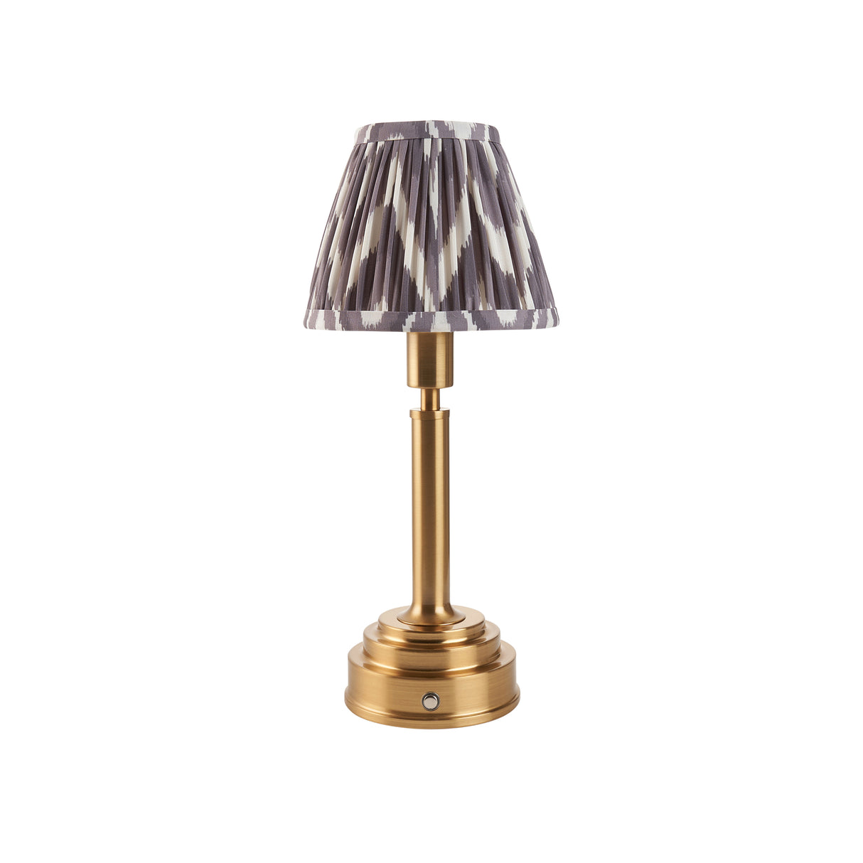 Upton Rechargeable & Zigzag 16cm Pearl grey shade - Comet Lighting