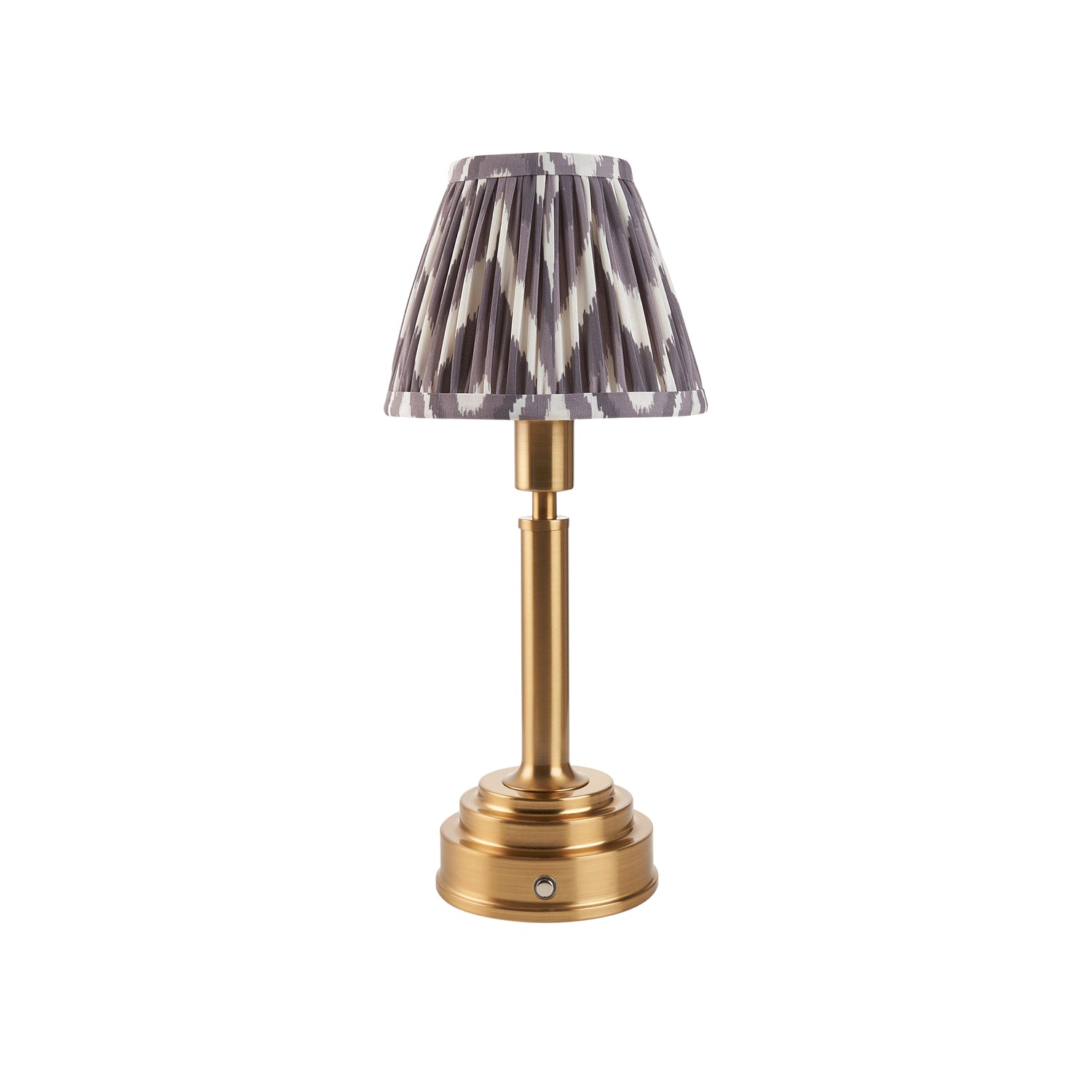 Upton Rechargeable & Zigzag 16cm Pearl grey shade - Comet Lighting