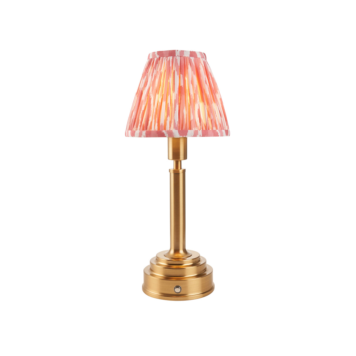 Upton Rechargeable & Ikat 16cm Coral pink shade - Comet Lighting