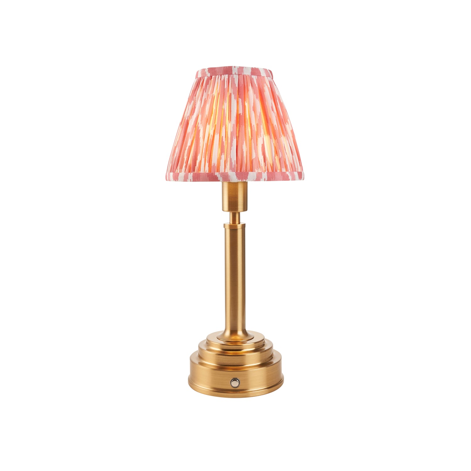 Upton Rechargeable & Ikat 16cm Coral pink shade - Comet Lighting