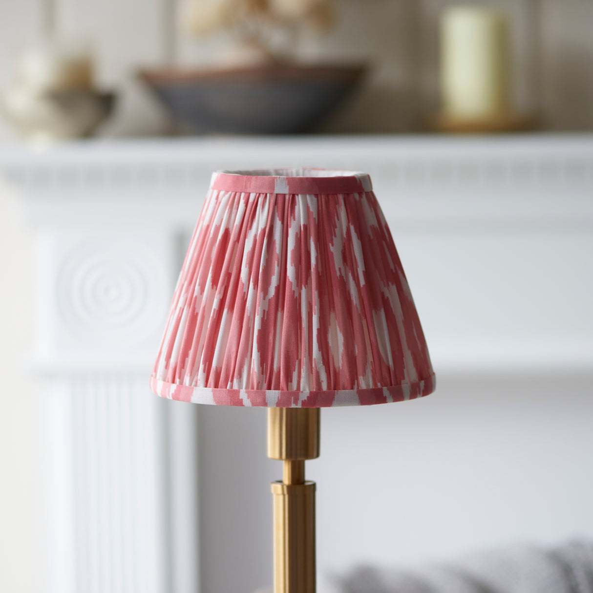 Upton Rechargeable & Ikat 16cm Coral pink shade - Comet Lighting