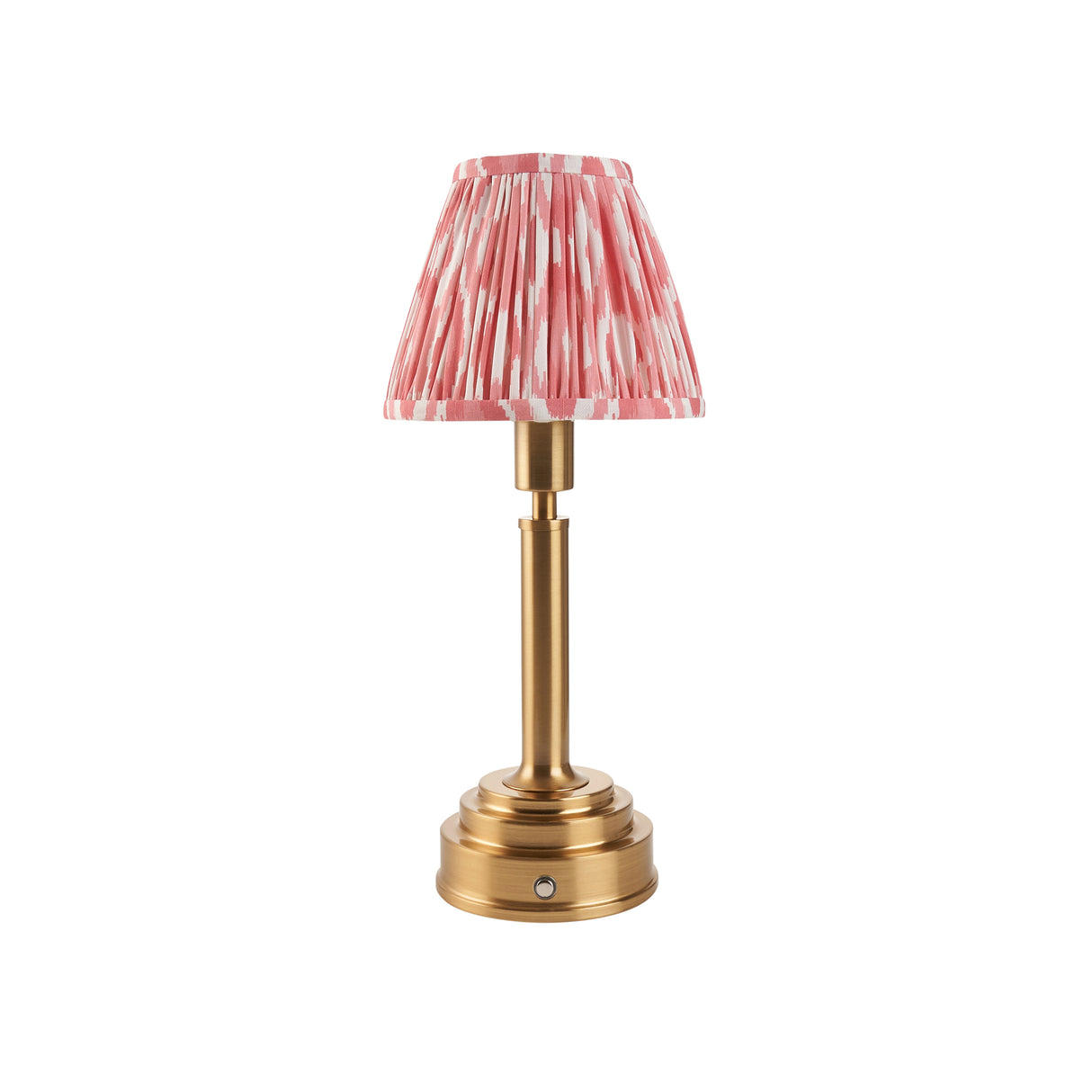 Upton Rechargeable & Ikat 16cm Coral pink shade - Comet Lighting