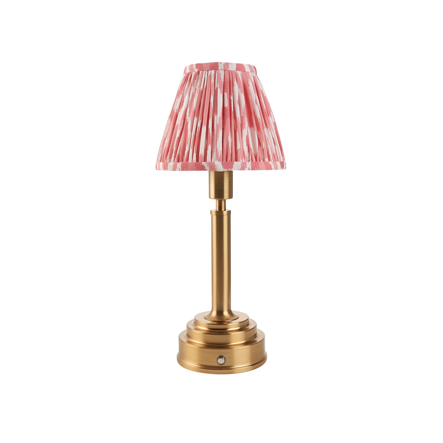 Upton Rechargeable & Ikat 16cm Coral pink shade - Comet Lighting