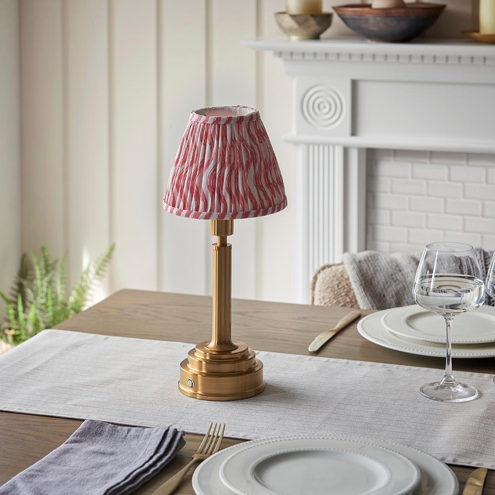 Upton Rechargeable & Ripple 16cm Coral pink shade - Comet Lighting