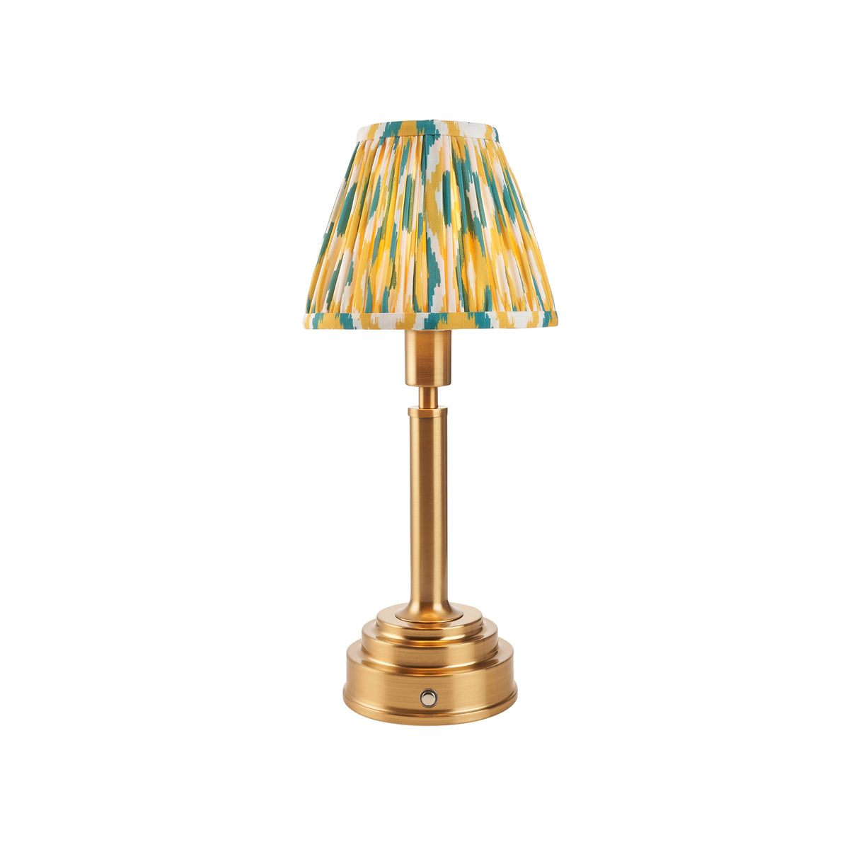 Upton Rechargeable & Ikat 16cm Yellow & jade shade - Comet Lighting