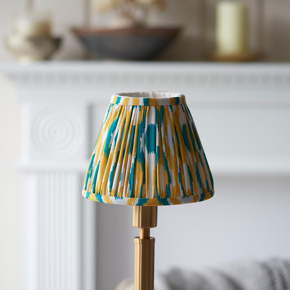 Upton Rechargeable & Ikat 16cm Yellow & jade shade - Comet Lighting