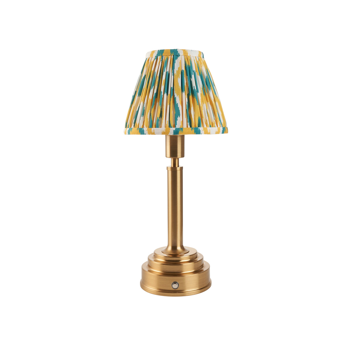 Upton Rechargeable & Ikat 16cm Yellow & jade shade - Comet Lighting