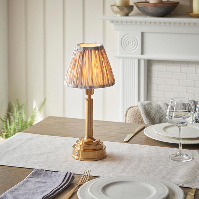 Upton Rechargeable & Ikat 16cm Neutral shade - Comet Lighting