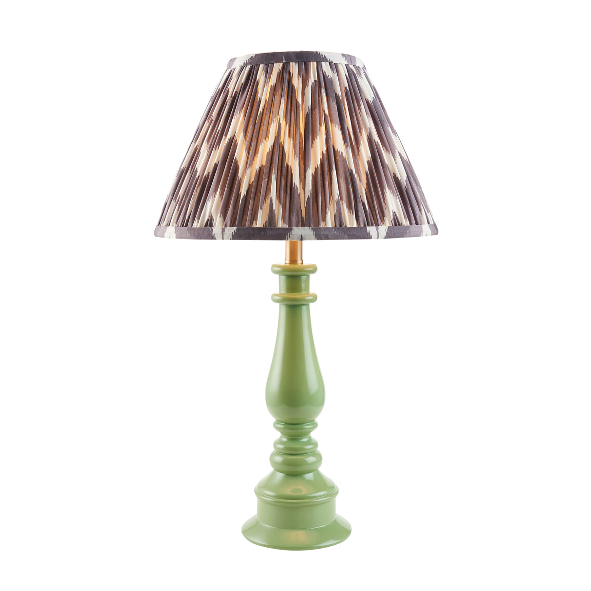 Gloss Green Myrtle & Zigzag 30cm Pearl grey shade - Comet Lighting
