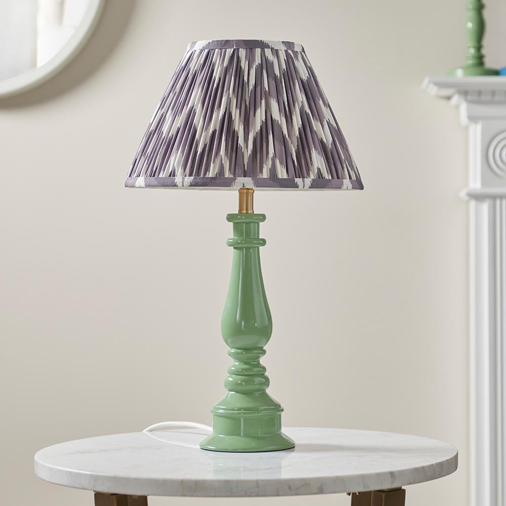 Gloss Green Myrtle & Zigzag 30cm Pearl grey shade - Comet Lighting