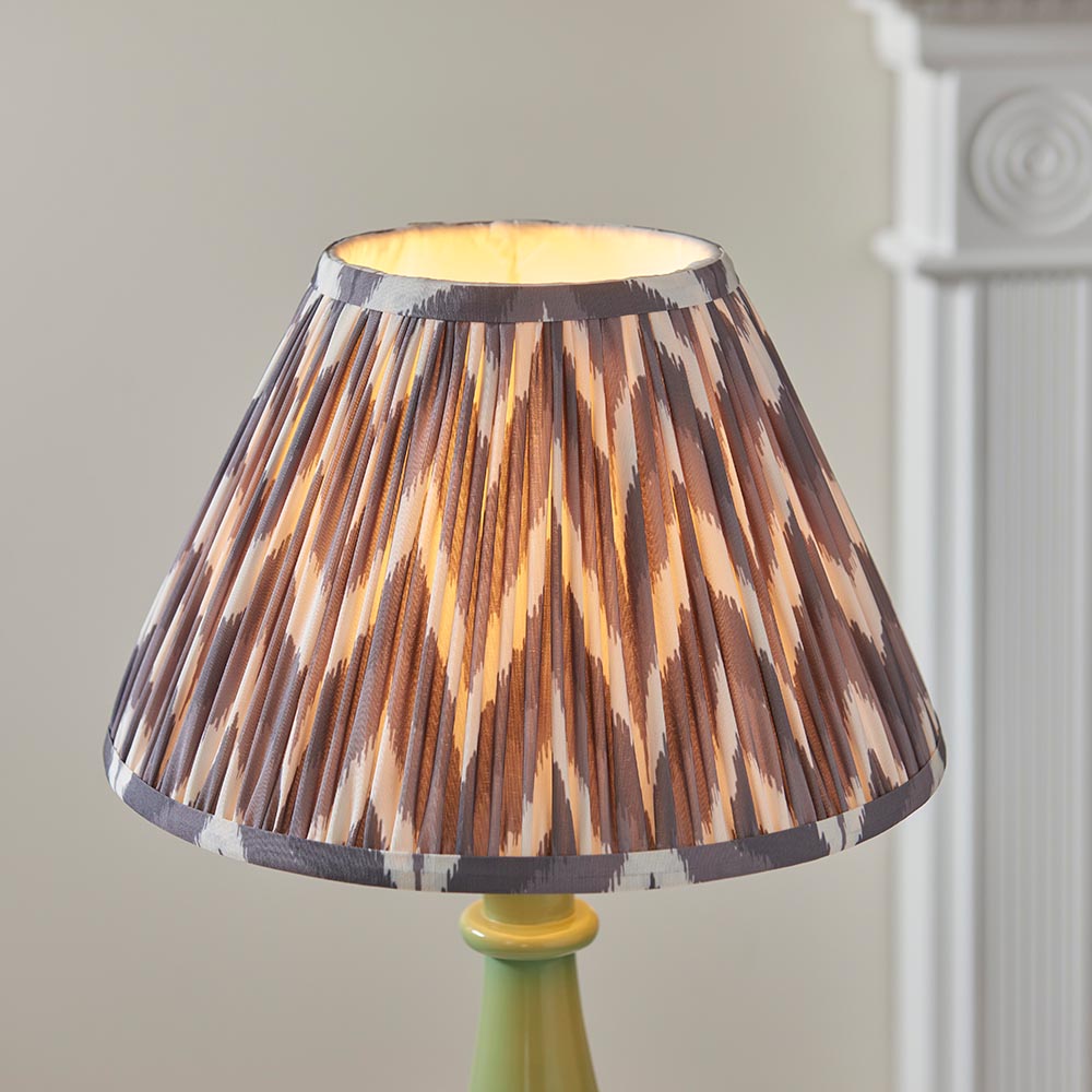 Gloss Green Myrtle & Zigzag 30cm Pearl grey shade - Comet Lighting