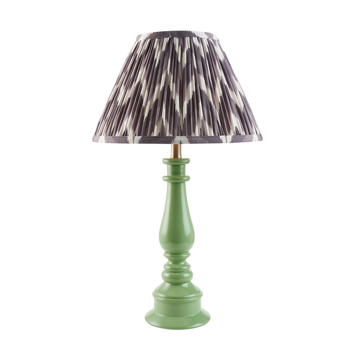 Gloss Green Myrtle & Zigzag 30cm Pearl grey shade - Comet Lighting