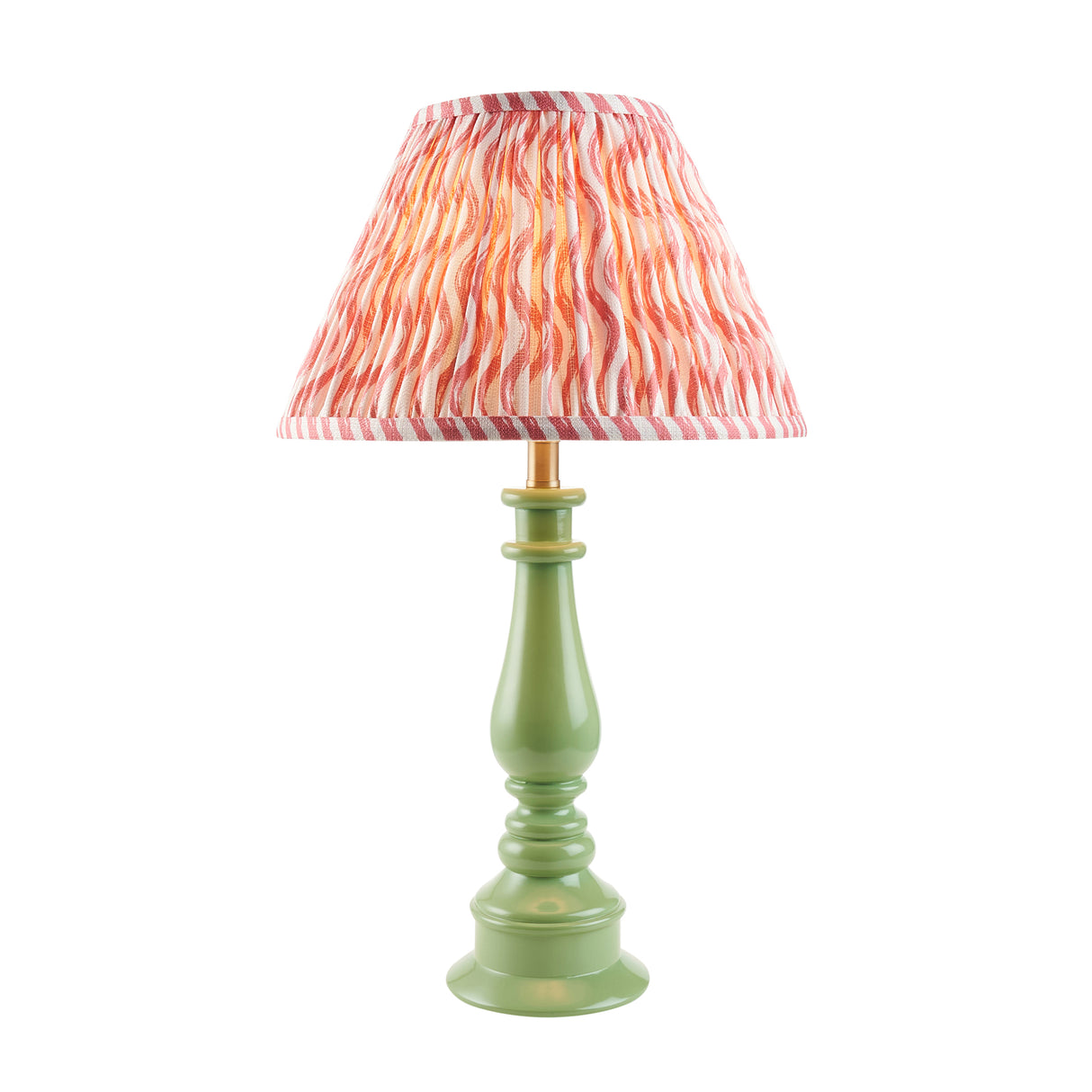Gloss Green Myrtle & Ripple 30cm Coral pink shade - Comet Lighting