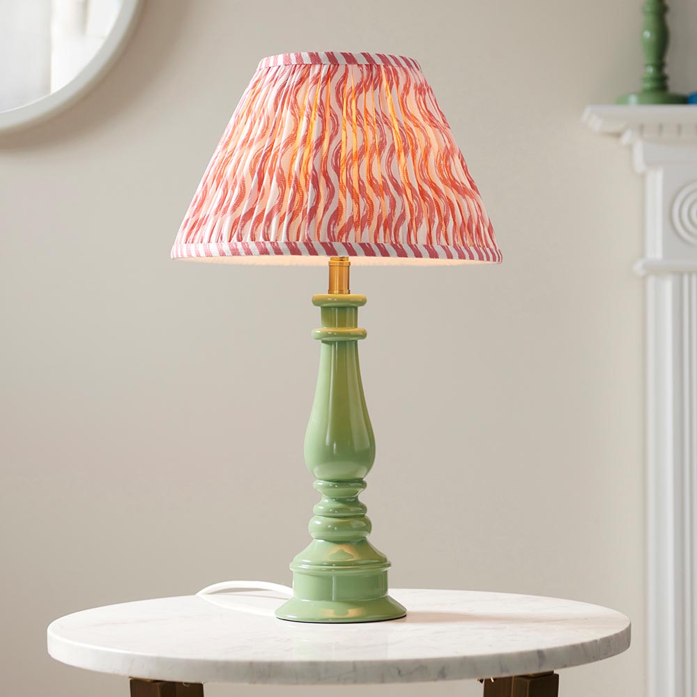 Gloss Green Myrtle & Ripple 30cm Coral pink shade - Comet Lighting