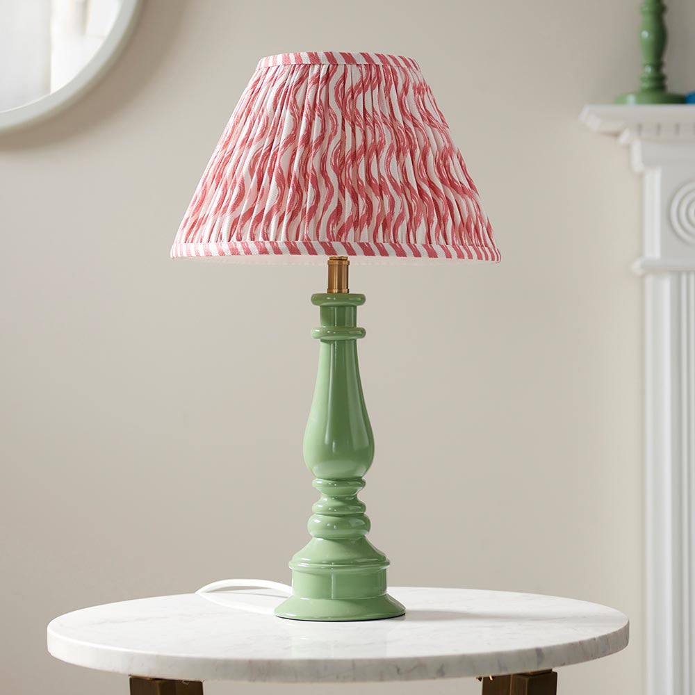 Gloss Green Myrtle & Ripple 30cm Coral pink shade - Comet Lighting