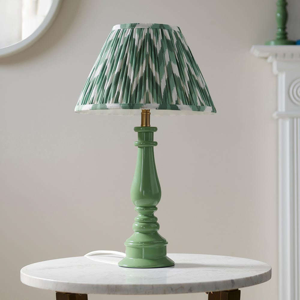 Gloss Green Myrtle & Zigzag 30cm Cotswold green shade - Comet Lighting