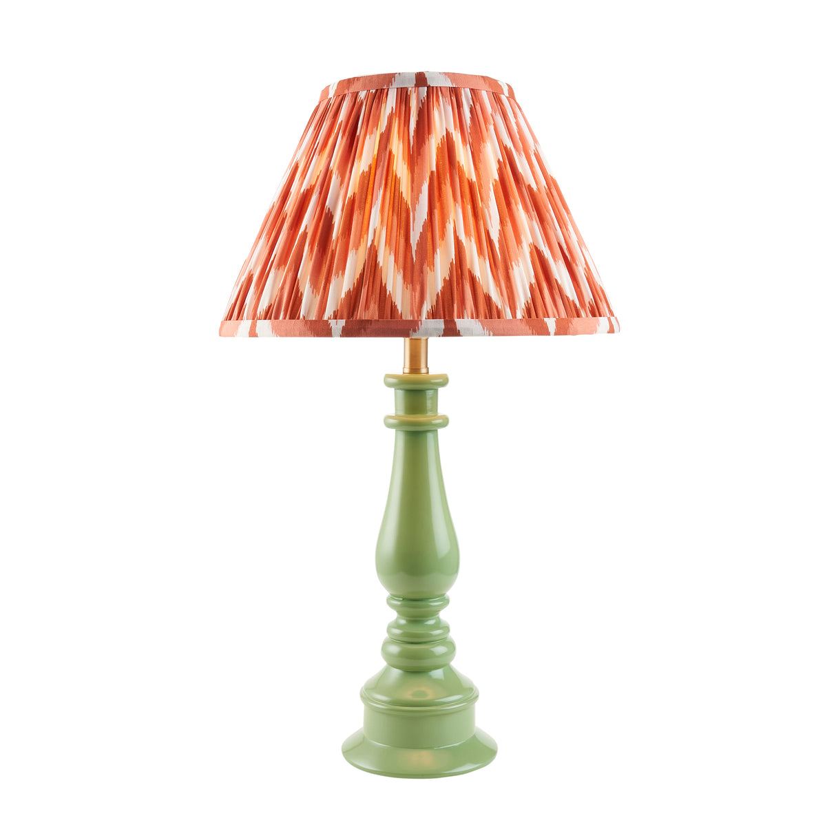 Gloss Green Myrtle & Zigzag 30cm Apricot orange shade - Comet Lighting