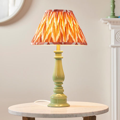 Gloss Green Myrtle & Zigzag 30cm Apricot orange shade - Comet Lighting