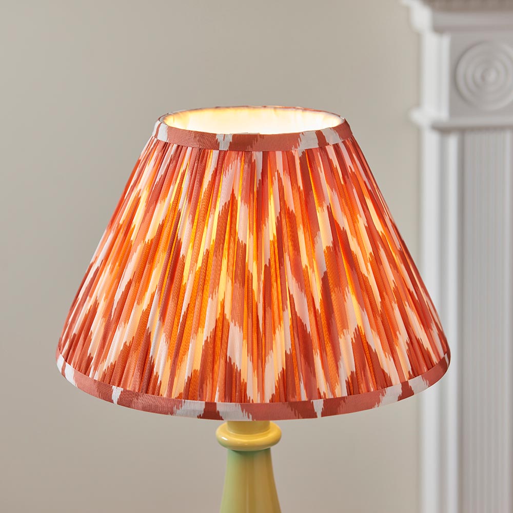Gloss Green Myrtle & Zigzag 30cm Apricot orange shade - Comet Lighting