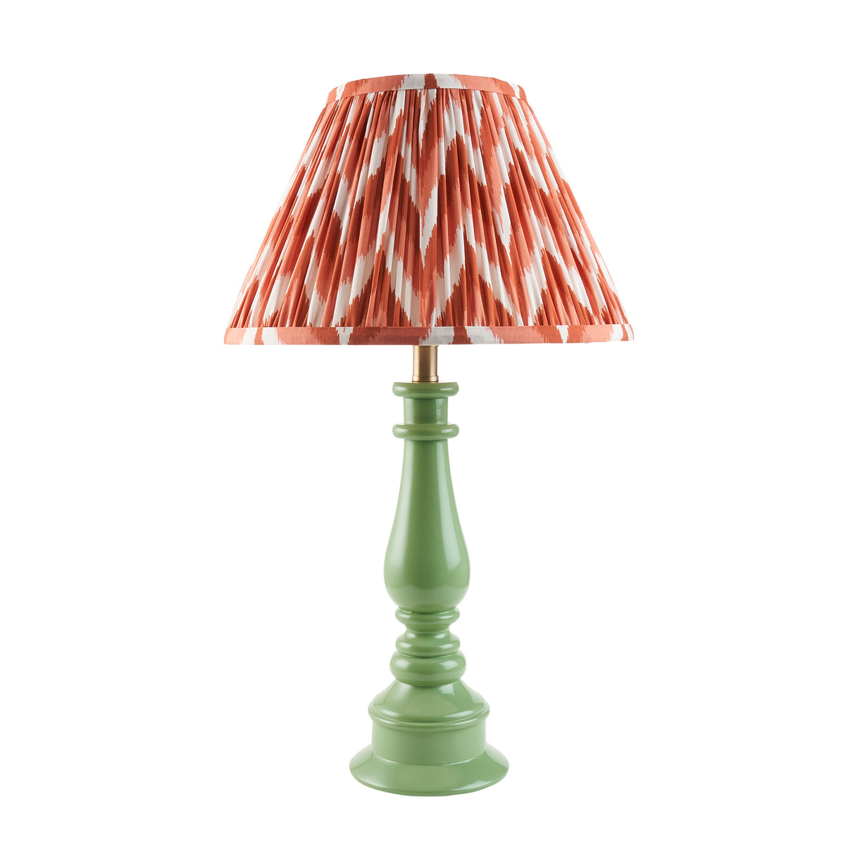Gloss Green Myrtle & Zigzag 30cm Apricot orange shade - Comet Lighting