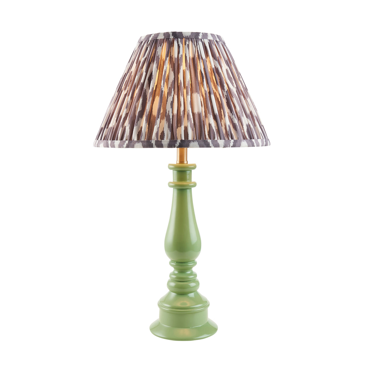 Gloss Green Myrtle & Ikat 30cm Pearl grey shade - Comet Lighting