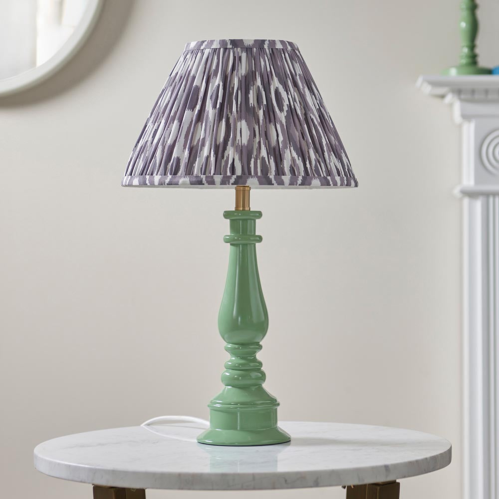 Gloss Green Myrtle & Ikat 30cm Pearl grey shade - Comet Lighting