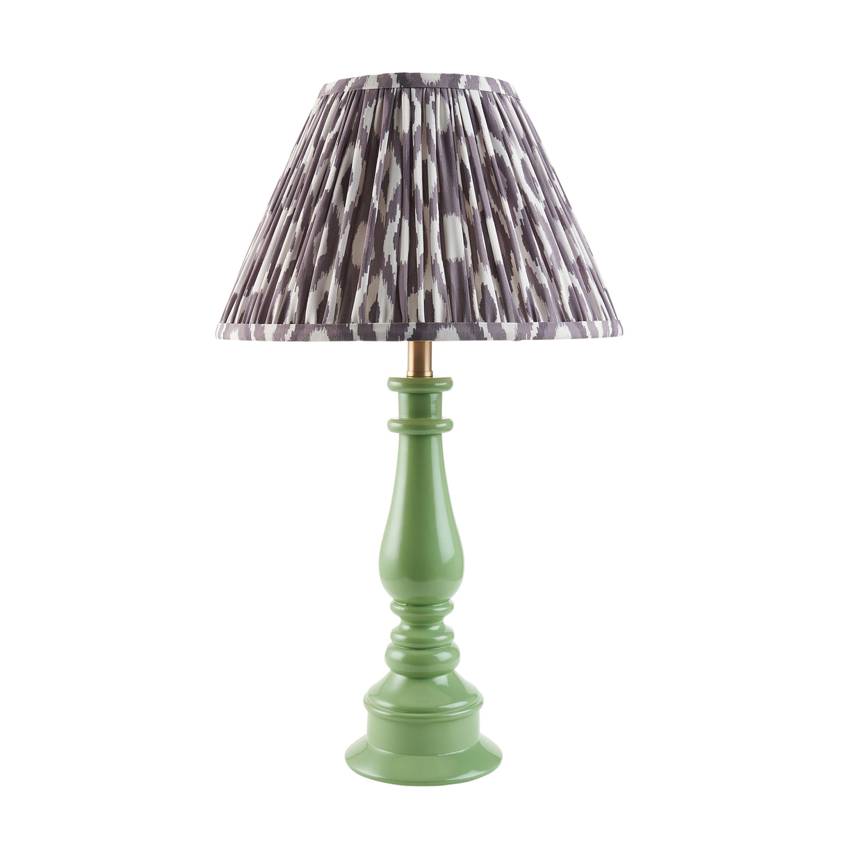 Gloss Green Myrtle & Ikat 30cm Pearl grey shade - Comet Lighting