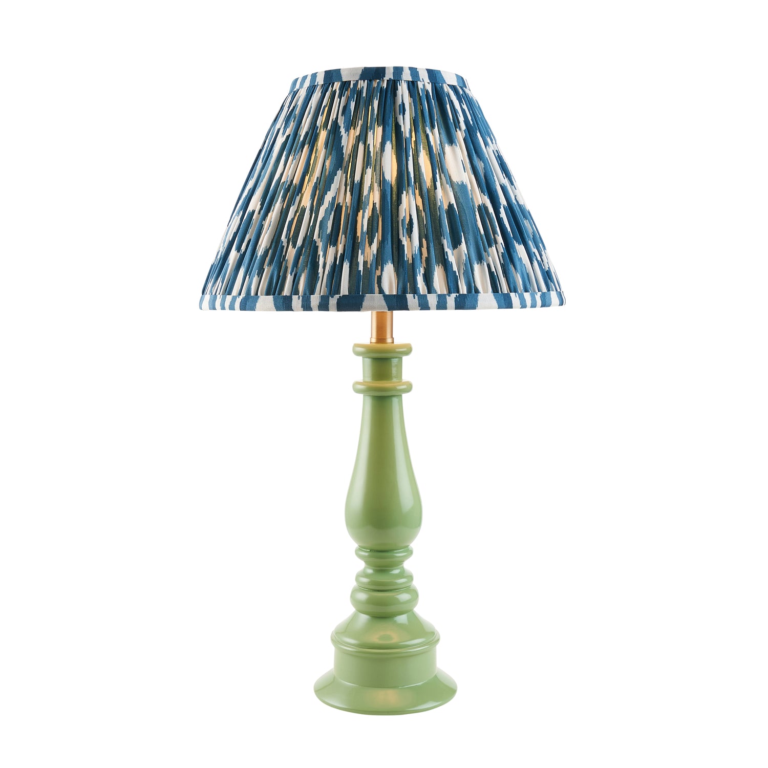 Gloss Green Myrtle & Ikat 30cm Marlin blue shade - Comet Lighting