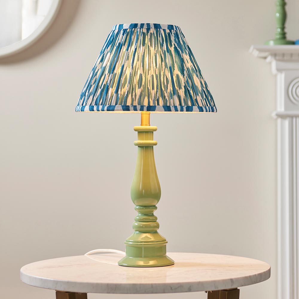 Gloss Green Myrtle & Ikat 30cm Marlin blue shade - Comet Lighting