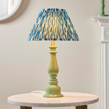Gloss Green Myrtle & Ikat 30cm Marlin blue shade - Comet Lighting