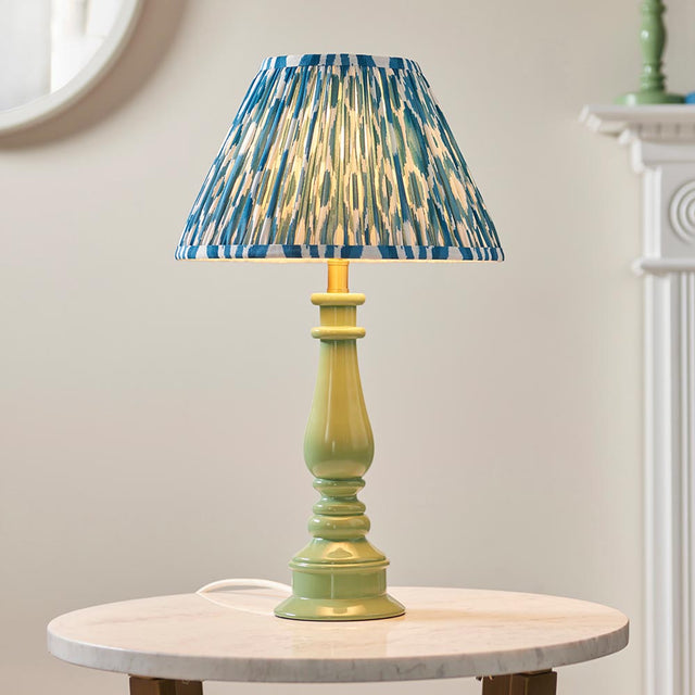 Gloss Green Myrtle & Ikat 30cm Marlin blue shade - Comet Lighting