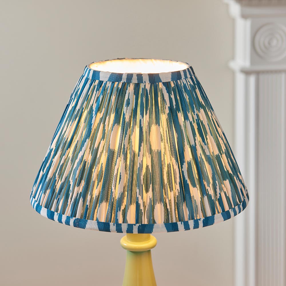 Gloss Green Myrtle & Ikat 30cm Marlin blue shade - Comet Lighting