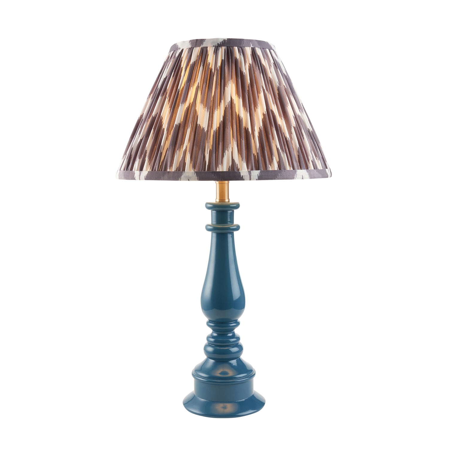 Gloss Blue Myrtle & Zigzag 30cm Pearl grey shade - Comet Lighting