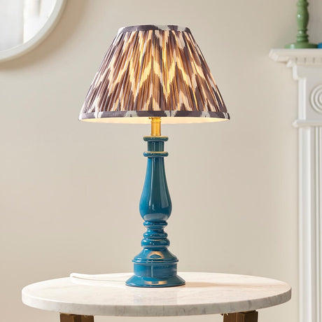 Gloss Blue Myrtle & Zigzag 30cm Pearl grey shade - Comet Lighting