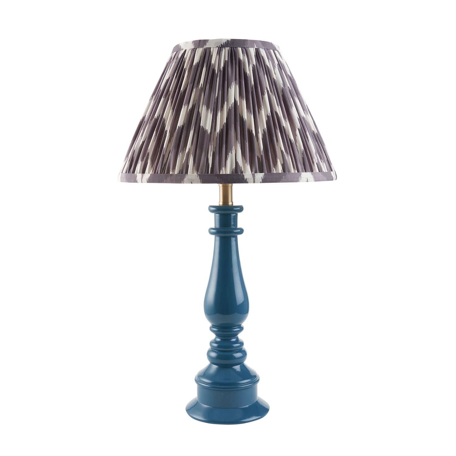 Gloss Blue Myrtle & Zigzag 30cm Pearl grey shade - Comet Lighting