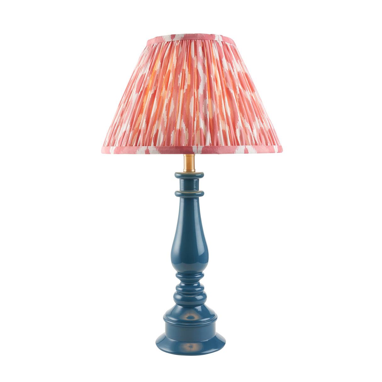 Gloss Blue Myrtle & Ikat 30cm Coral pink shade - Comet Lighting
