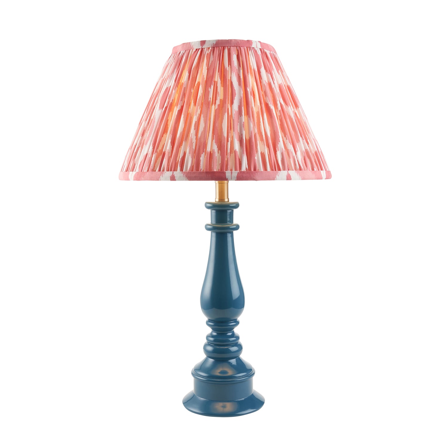 Gloss Blue Myrtle & Ikat 30cm Coral pink shade - Comet Lighting