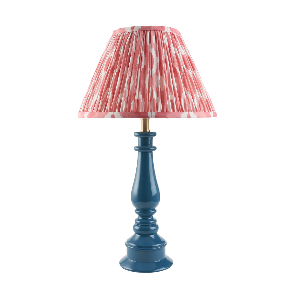 Gloss Blue Myrtle & Ikat 30cm Coral pink shade - Comet Lighting