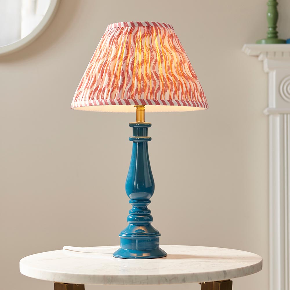Gloss Blue Myrtle & Ripple 30cm Coral pink shade - Comet Lighting