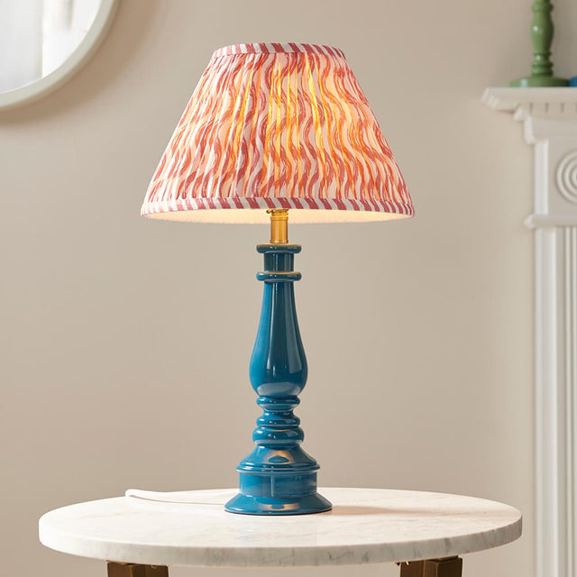 Gloss Blue Myrtle & Ripple 30cm Coral pink shade - Comet Lighting